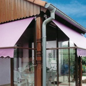Stores extérieurs-projection-bannettes-rose